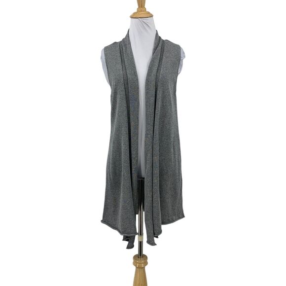 Eileen Fisher Shawl Cardigan Womens M Medium Gray Open Front Sleeveless Knit - Picture 1 of 10